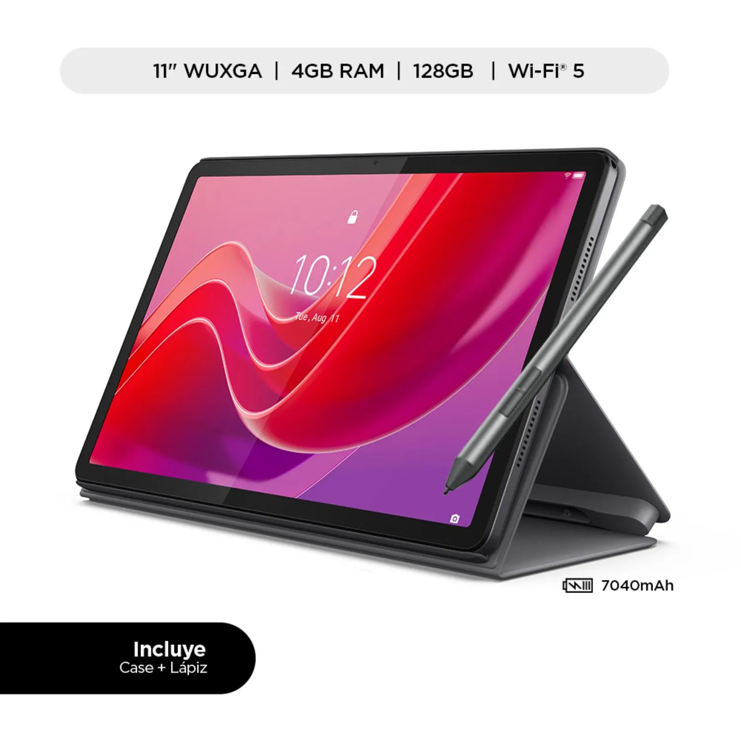 Tablet Lenovo M11 4GB RAM 128Gb 11" WUXGA Wi-Fi Con Funda Y Lápiz